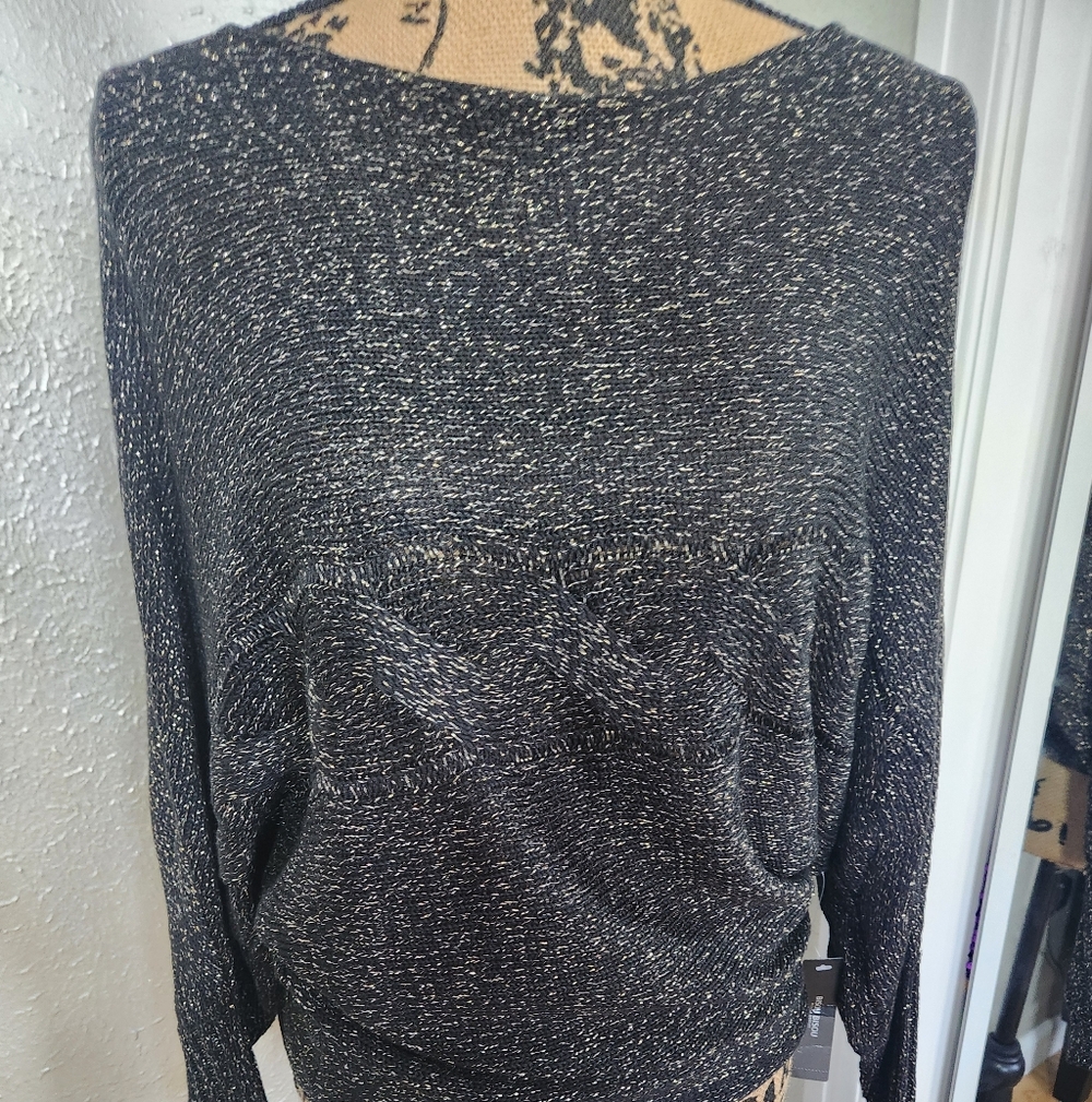 Bisou Bisou Black & White Marled Crewneck Sweater